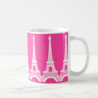 Heiße Rosa-n-Weiße Eiffeltürme Kaffeetasse