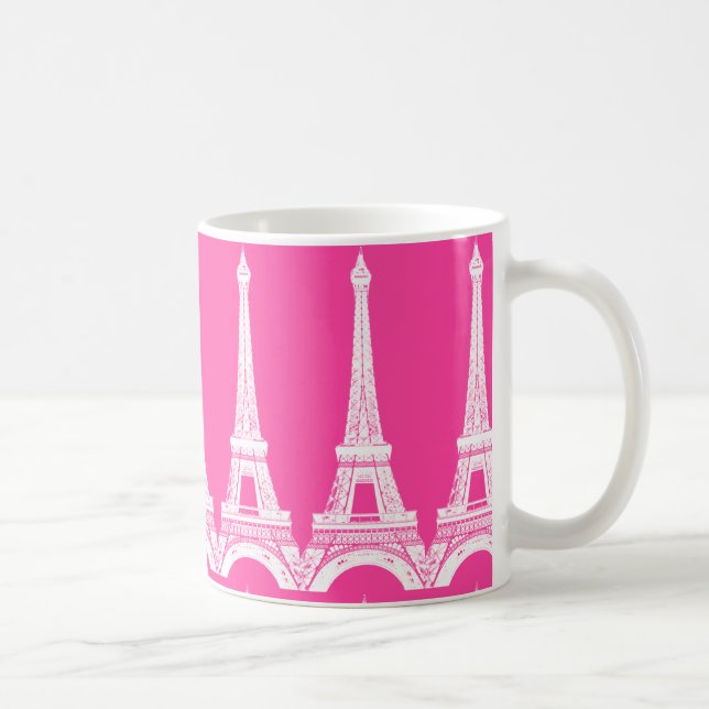 Heiße Rosa-n-Weiße Eiffeltürme Kaffeetasse (Rechts)