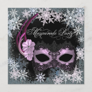 Heiße rosa Schneeflocke-Maskenball-Einladungen Einladung
