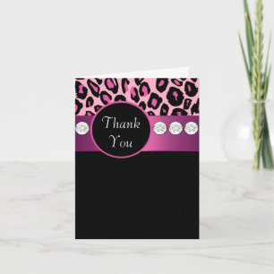 Heiße Rosa Schwarz Leopard Dankeskarten Dankeskarte