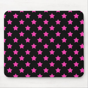 Heiße rosa Sterne auf schwarzem Hintergrundmuster Mousepad