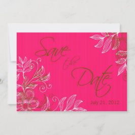 Heiße rosa und braune Blütenhochzeit retten das Da Einladung