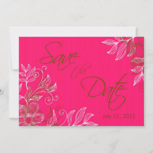 Heiße rosa und braune Blütenhochzeit retten das Da Einladung