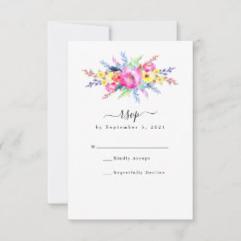 Heiße Rosa- und Gelbfrühlingsblütenhochzeit RSVP Karte
