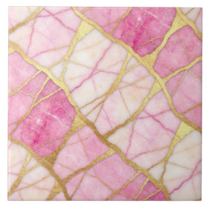 Heiße rosa und goldene Marmoroptik Fliese