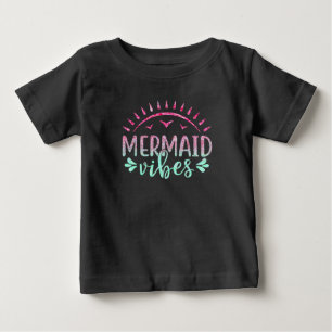 Heiße rosa und grüne Glitzer-Nixen-Stimmung Baby T-shirt
