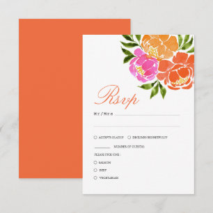 Heiße Rosa- und Orangenfallen RSVP Karte