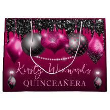 Heiße Rosa und schwarze Weihnachtsschmuck Quincean