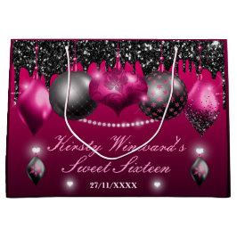 Heiße Rosa und schwarze Weihnachtsschmuck Süß 16 Große Geschenktüte