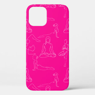 heiße rosa Yoga-Positionen Linienzeichnungen Case-Mate iPhone Hülle