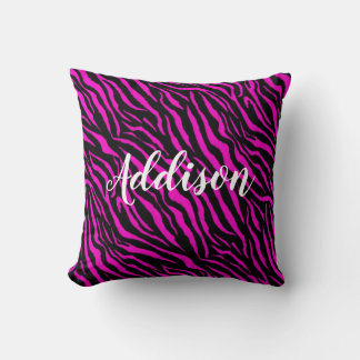 Heiße rosa Zebradruck-Namen-Wurfkissen Kissen