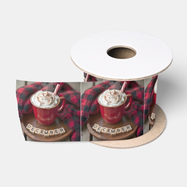 Heiße Schokolade im Dezember mit Kariertem Decken Satinband (Spule)
