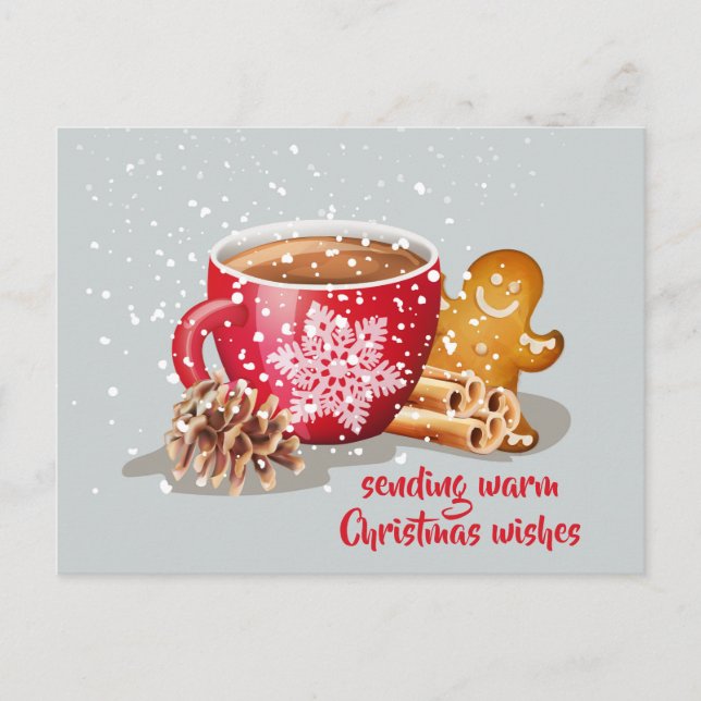 Heiße Schokolade Lebkuchen Weihnachtswünsche Feiertagspostkarte (Vorderseite)
