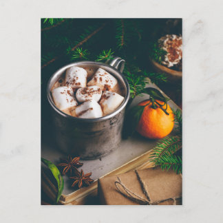 Heiße Schokolade mit Marshmallow Postkarte