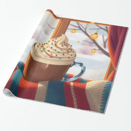 heiße Schokolade mit Schlagsahne und Sprink Geschenkpapier