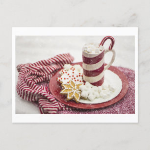 Heiße Schokolade mit Weihnachtskekse Foto Postkarte