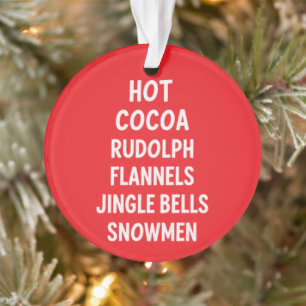 Heiße Schokolade Rudolph Flanell Jingle Bells Sant Ornament