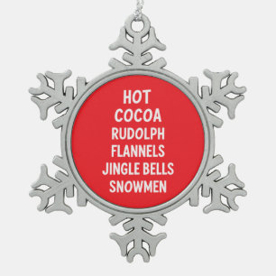Heiße Schokolade Rudolph Flanell Jingle Bells Sant Schneeflocken Zinn-Ornament
