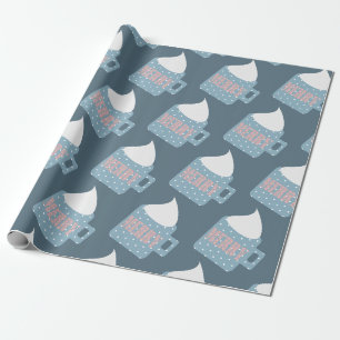 Heiße Schokolade Tasse Schlagsahne Frohe Weihnacht Geschenkpapier