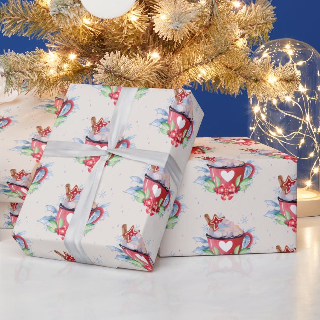 Heiße Schokolade und Keks Geschenkpapier (Feiertage)