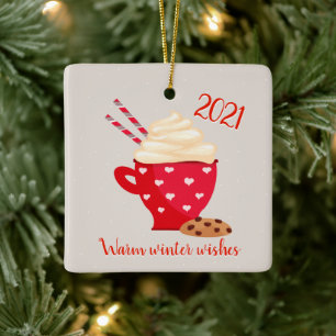 Heiße Schokolade und Kekse Weihnachten Keramikornament