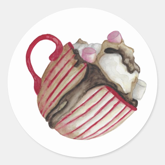 Heiße Schokolade und Marshmallows Kakaosunda Runder Aufkleber (Vorderseite)