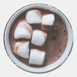Heiße Schokolade und Marshmallows Runder Aufkleber