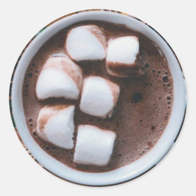 Heiße Schokolade und Marshmallows Runder Aufkleber (Vorderseite)