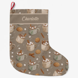Heiße Schokolade und Weihnachtsplätzchen Illustrat Großer Weihnachtsstrumpf