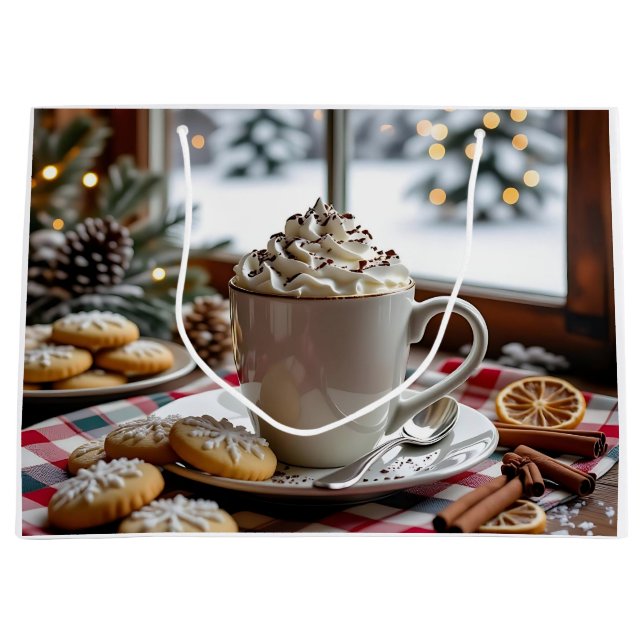 Heiße Schokolade und Zuckerrüben Feierliche Weihna Große Geschenktüte (Vorderseite)