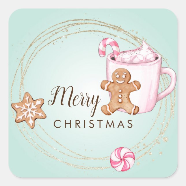 Heiße Schokolade Weihnachtsgeschenke Aufkleber (Vorderseite)