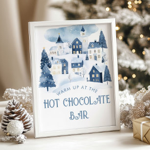 Heiße Schokoladen-Bar Weihnachtsdorf Baby Shower Poster