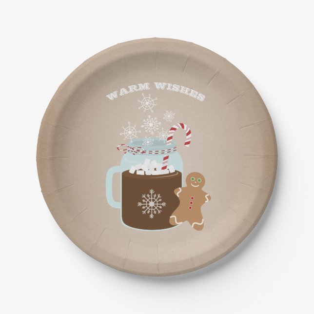 Heiße Schokoladen-Lebkuchen-Mann-Weihnachten Pappteller (Vorderseite)