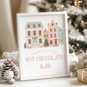 Heiße Schokoladenbar Weihnachtsdorf Babyparty Poster