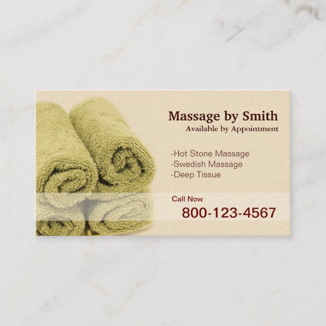 Heiße Tuch-Massage-Therapie-Visitenkarte Visitenkarte (Vorderseite)