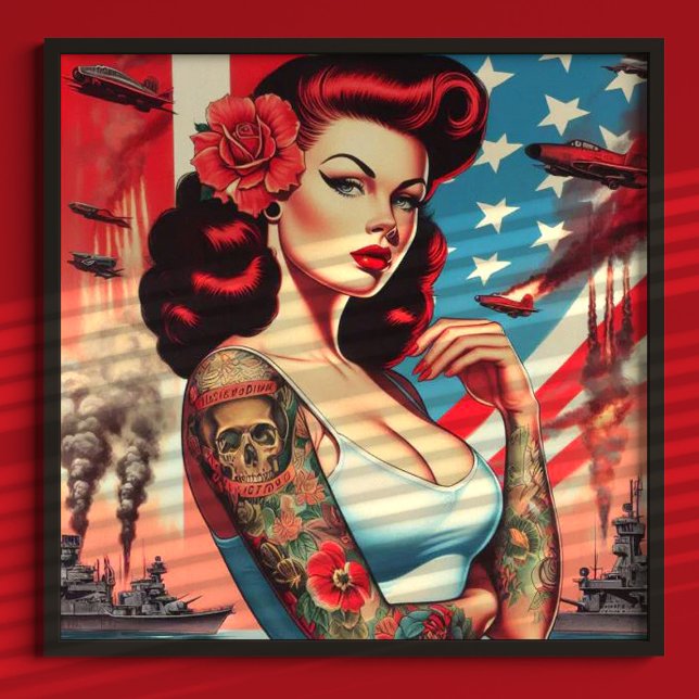 Heiße Vintage-Tattoo-Pin-up Poster (Von Creator hochgeladen)