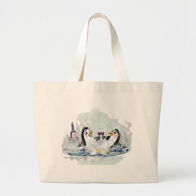 Heiße Wanne Penguins_bl Jumbo Stoffbeutel (Vorne)