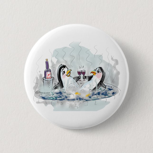Heiße Wanne-Pinguin Button (Vorderseite)
