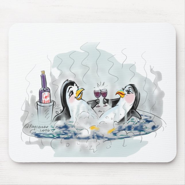 Heiße Wanne-Pinguine Mousepad (Vorne)