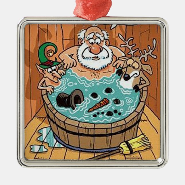 Heiße Wanne-Weihnachtsbaum-Verzierung Sankt Silbernes Ornament (Vorne)