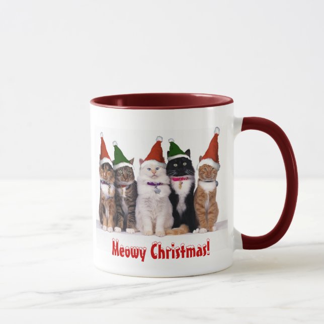 "Heiße Weihnachten!" Katzen bei Hunden Tasse (Rechts)