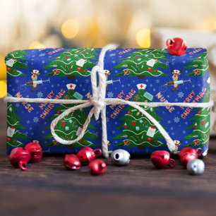 Heiße Weihnachtsbaum mit Rentierkrankheit Geschenkpapier