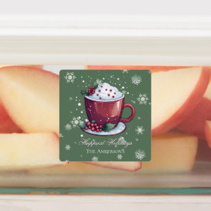 Heiße Weihnachtsschokolade Personalisiertes Grünes Etiketten
