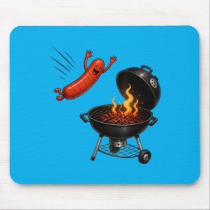Heiße-Wurst-Tauchgang Lustiger fliegender Hotdog B Mousepad