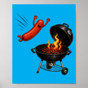 Heiße-Wurst-Tauchgang Lustiger fliegender Hotdog B Poster
