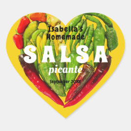 Heiße würzige Salsa Chili Paprikaschoten Herz Senf Herz-Aufkleber