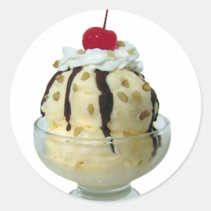 Heißer Fudge-Eiscremebecher Runder Aufkleber