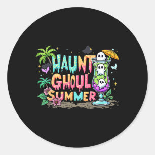 Heißer Ghoul-Sommer Lustige Summerween-Vibes Skele Runder Aufkleber