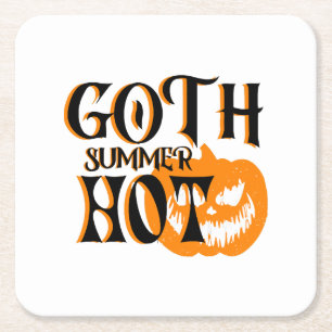 Heißer Goth-Sommer-Horror-Lächelnder Kürbis Rechteckiger Pappuntersetzer
