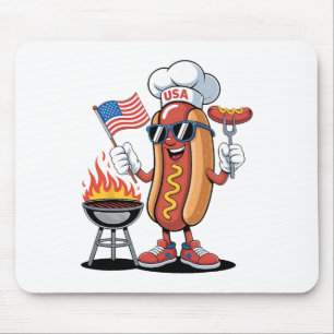 Heißer Hund 4. Juli Lustig Patriotisch Bbq Heißer Mousepad